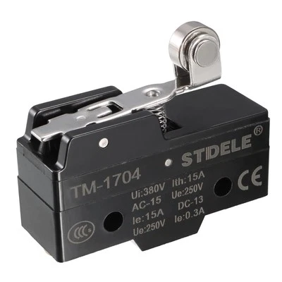 TM-1704 Panel Mount Short Hinge Roller Lever Type Micro Switch Screw Terminals - Image 1 of 3