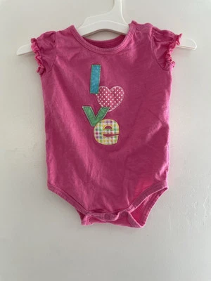 Body Okie Dokie Bebé Niñas Love Applique 100% Algodón Manga Corta Rosa 6M Foto 1 de 4