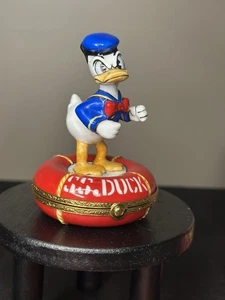 RARE Artoria Disney Donald Duck Sailor SS DUCK Hand Painted Limoges Trinket Box - Picture 1 of 9