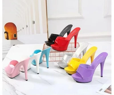 High Heel Stiletto Platform 5" Fur Satin Mules Sandals Ladies Poise 501F