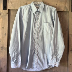 Vintage MODZ Men’s Button Down Dress Shirt Size Large Made in Korea Blue Striped - Picture 1 of 8