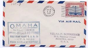 US 1929 First Night Flight Omaha Nebraska Welcomes CAM 28 Event Cover - Picture 1 of 1