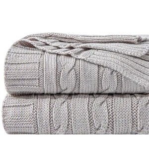 Cotton Cable Knit Bed Blanket High Quality Soft Warm Throw Blanket 20 Colors - Picture 1 of 68