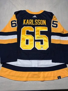 ERIK KARLSSON Pittsburgh Penguins SIGNED Autographed Adidas JERSEY PSA COA 50 - Picture 1 of 4