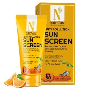 NutriGlow Advanced Organics Anti Pollution Sunscreen UVA UVB Protection 100 ml - Picture 1 of 5