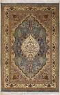 Rugstc 4.5X7 Senneh Pak Persian Blue  Rug, Hand-Knotted,Floral With Silk/Wool