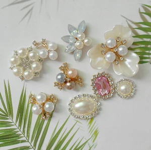 9/12/16PCS ASsorted Flatback Rhinestone Pearl Flower Decor Cabochon DIY Making - Picture 1 of 7