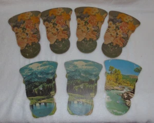 7 Old Funeral Home Fan Zimmerman Tri Fold 40's Flower Landscapes Lot 5 - Picture 1 of 12