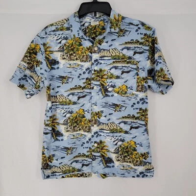 Old Navy Hawaiian Shirt Button Down Short Sleeve Blue Yellow Youth 14 - Image 1 of 4