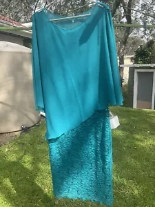 Eve Hunter Dress With Sleeveless Overlay . Colour Is Teal. Dress Size Is 18L - Picture 1 of 2