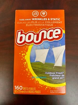 BOUNCE Clothes Softener Wrinkle Static Remover Dryer Sheets Outdoor Fresh 160 Ct