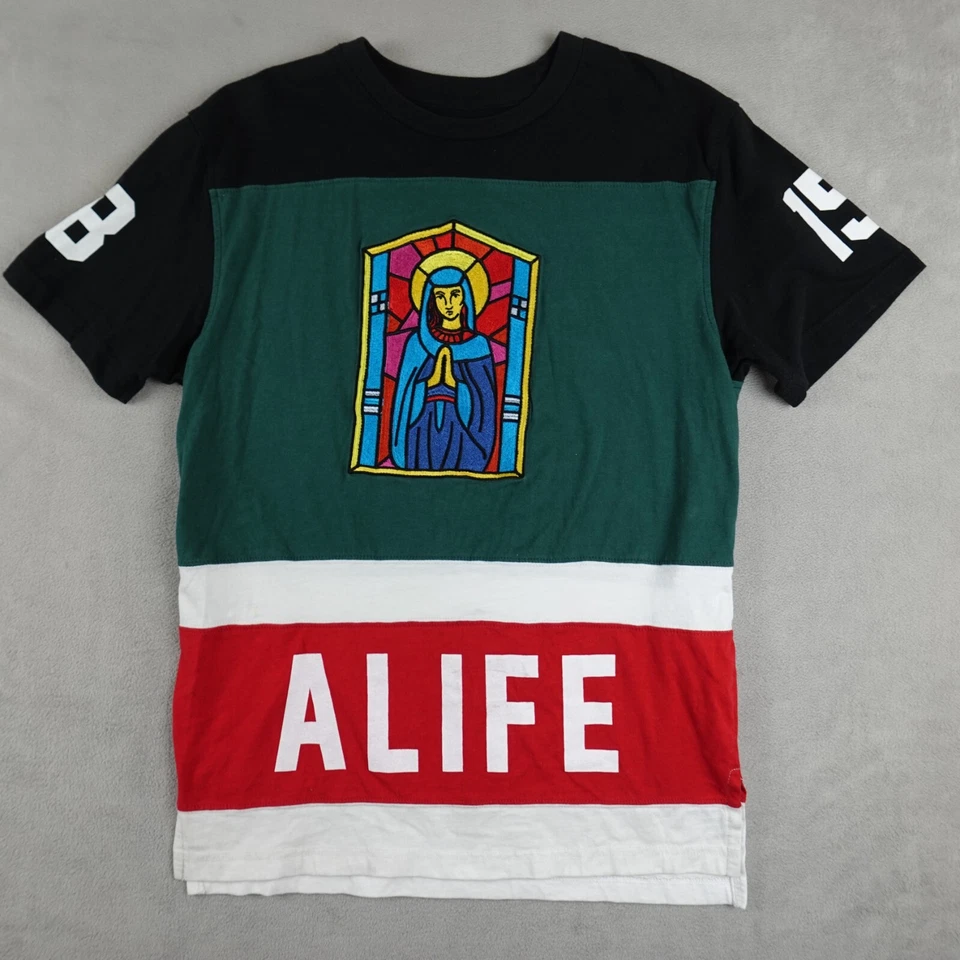 ALIFE Shirt Mens M Green Short Sleeve Stained Glass 158 Streetwear Jersey - Image 1 of 4