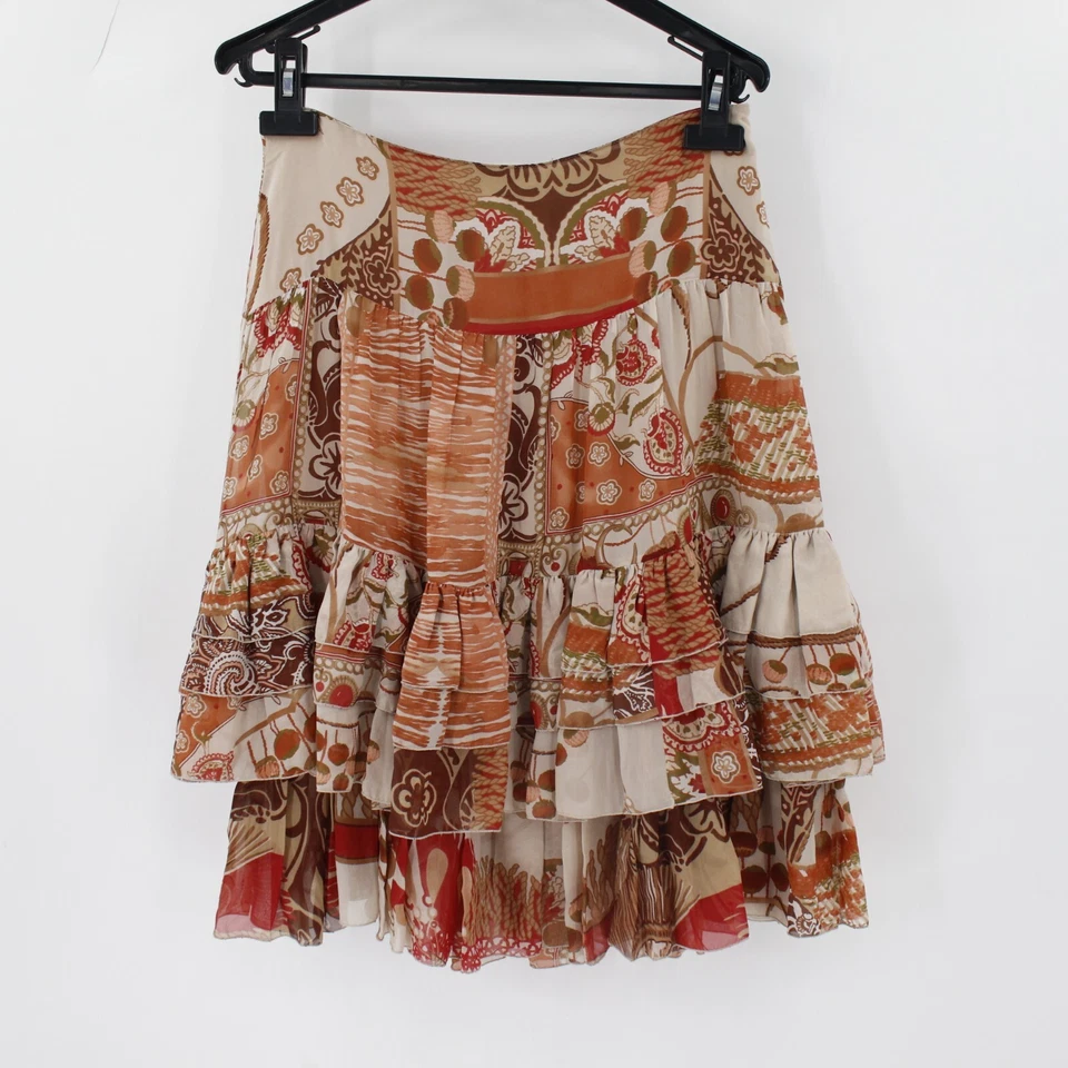 Falda Blumarine Vintage Mujer EU 40 Seda Floral Volantes Acampanada Hecha en Italia Foto 1 de 4