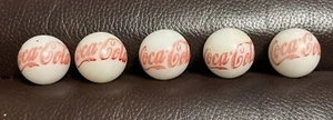 5x VINTAGE 5€ CENT COCA COLA Red Print on Pear White Marble -1” - Picture 1 of 22