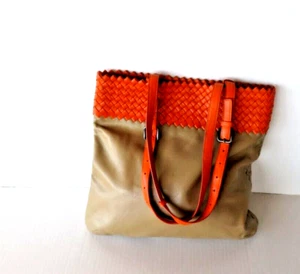 Borsa a tracolla ASHNEIL grande tessuto arancione marrone pelle ciottoli borsa a mano vintage - Foto 1 di 14