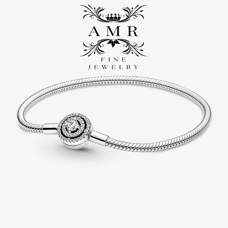 NUEVO Pulsera cadena serpiente broche halo momentos plata esterlina s925 regalo mujer Foto 1 de 3