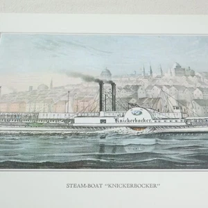 Currier & Ives De Colección Impresión Barco de Vapor Knickerbocker Litografía Arte Océano Agua Mar - Imagen 1 de 8