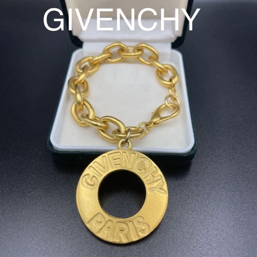 GIVENCHY Borsa Charm Catena AUTENTICA Vintage Raro Logo Oro Cerchio Portachiavi Anello