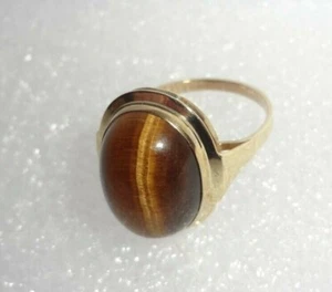 Sehr schön gearbeiteter Ring, Gelbgold, mit einen schönen Tigerauge, Größe 59 - Bild 1 von 12