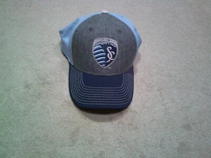 Sporting KC Kansas City Hat Cap Fitted Large XL Gray Blue Adidas - Picture 1 of 9