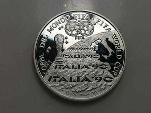 MUNDIAL FUTBOL FOOTBALL FIFA WORLD CUP ITALIA 90 MILAN MEDALLA PLATA 39 mm - Picture 1 of 4