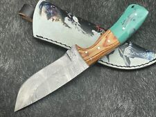 Custom handmade  8''Skinning Knife Damascus steel Knife W/Leather Sheath BL-1993