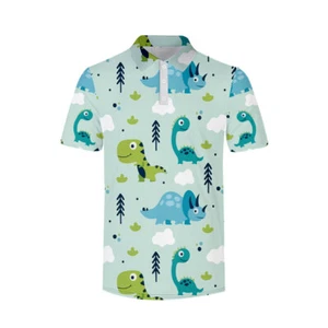 Men's Lovely Dinos Print Casual Polo Shirt - Picture 1 of 19