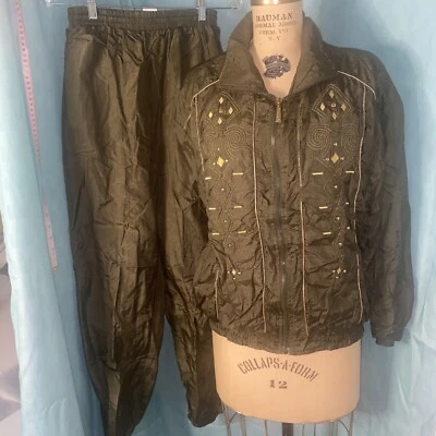 Traje de Pista Deportivo Adolfo De Colección - Cortavientos y Pantalones Marrón Talla Grande Foto 1 de 4