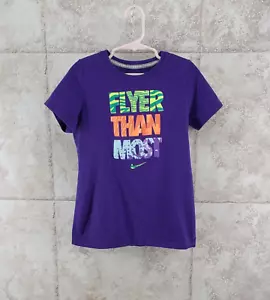Big Girls Flyer Than Most Graphic Print Nike Purple Short Sleeve T Shirt Size M - Picture 1 of 7
