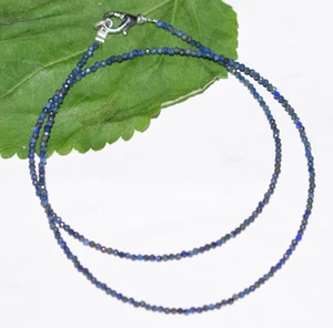 102cm Natural Lapislázuli Collares 925 Plata de Ley 2MM Cuentas Piedra Preciosa - Imagen 1 de 16