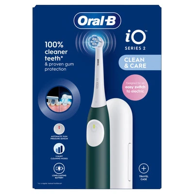 OEAL-B Oral-B iO2 Forest Green Electric Toothbrush Bundle with Travel Case