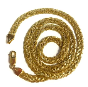 14k yellow gold braided spiga wheat chain link necklace 10g 18" 3.80mm estate - Picture 1 of 7
