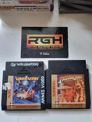 INDIANA JONES AND THE TEMPLE OF DOOM + VINDICATORS NINTENDO NES USA TENGEN CARTS - Image 1 of 4