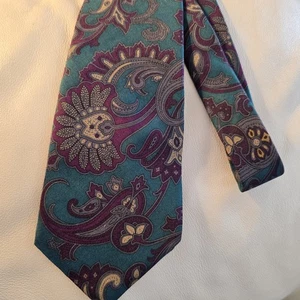 Bert Pulitzer Teal and Purple Paisley Men's Silk Necktie Tie Nwt - Picture 1 of 4