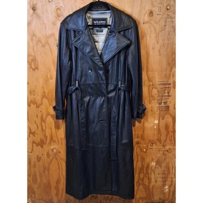 Gabardina de cuero de gran tamaño Wilson para mujer grande vintage con cinturón plumero gótico Foto 1 de 4