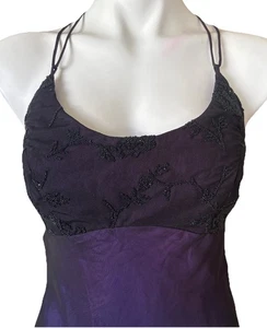 Vintage Babydoll transparentes Overlay Ballkleid Damen 3/4 schwarz lila Perlen Whimsigoth - Bild 1 von 13