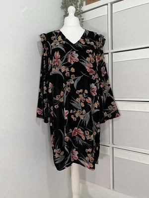 M&S Ladies Velvet Devore Tunic Dress Size 18 R Floral Occasion Evening Wedding - Image 1 of 4