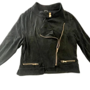 Chaqueta corta vintage Y2K Libian Forever 21 negra para mujer talla OX imitación gamuza cremallera completa - Imagen 1 de 9