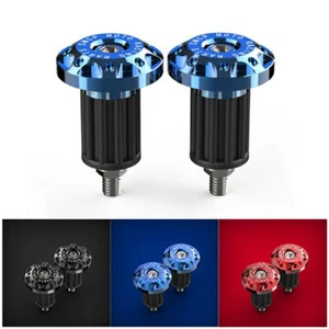 Pair 7/8" 22mm CNC Motorcycle Handle Bar Ends Plug Cap Grips for Suzuki Yamaha - Picture 1 of 9