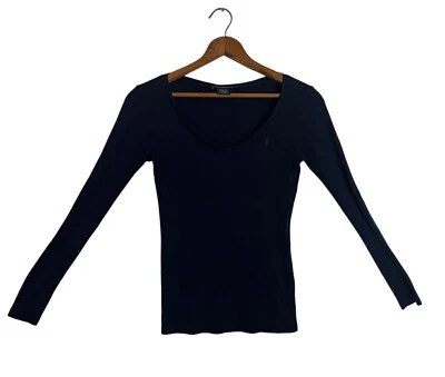 Ralph Lauren Sport длинным рукавом V шеи Pima хлопок основной рубашка размер S темно-синий 0378 - Изображение 1 из 4