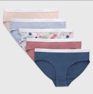Hanes Girls Underwear Originals Comfort Flex Waist Hipster 5-Pack Solid & Prints - Picture 1 of 5