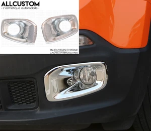 CHROME FRONT FOG LIGHTS COVERS CAPS MOLDING FRAME for JEEP RENEGADE 1 2014-2018 - Foto 1 di 4