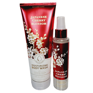 Bath & Body Works JAPANESE CHERRY BLOSSOM Diamond Shimmer Mist Body Wash Set NEW