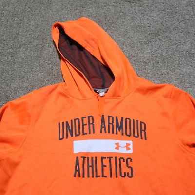 Under Armour Logo Suéter Sudadera con Capucha Naranja Melocotón Sudadera con Capucha Bolsa JUVENTUD XL YXL Foto 1 de 4