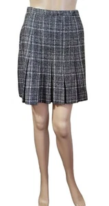 Vtg Women's Size 6 Gray Plaid Mini A-Line Skirt High-Waisted Pleated Wool Lined - Picture 1 of 6