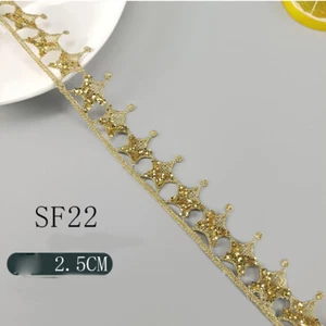 Retro Glitter Gold Embroidery Lace Trim Ribbon DIY Sewing Decor Edging Craft - Picture 1 of 28