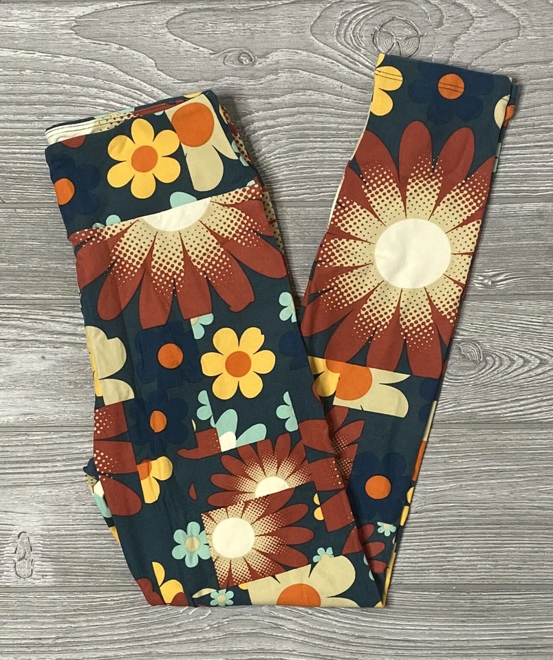 NEW Vintage Lularoe OS Leggings Multicolored Polka Dot Floral Flowers One Size - Image 1 of 1