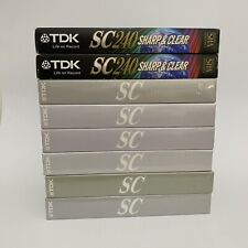 Blank VHS VCR Tape Lot TDK SC240 Sharp & Clear 4 Hours New & Sealed - 8 Tapes