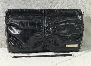 RELIC CLUTCH BLACK FAUX LEATHER PEBBLE SHOULDER BAG PURSE WITH CHAIN STRAP - Picture 1 of 11