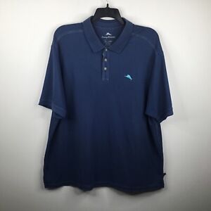 Tommy Bahama Shirt Men's Adult 2XL Blue Supima Short Sleeve Classic Marlin Polo
